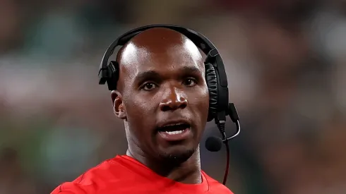 Head coach DeMeco Ryans of the Houston Texans looks on against the New York Jets at MetLife Stadium on October 31, 2024 in East Rutherford, New Jersey. 
