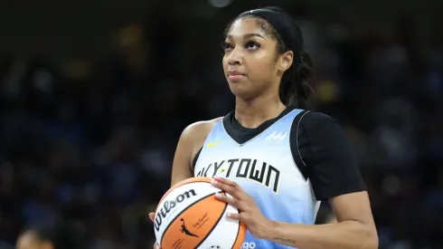 Angel Reese (5 Chicago Sky) looks on during the game between the Chicago Sky and Connecticut Sun on Saturday May 25, 2024 
