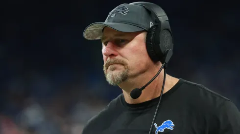 Detroit Lions head coach Dan Campbell looks on during the second half of an NFL, American Football Herren, USA football game between the Jacksonville Jaguars and the Detroit Lions in Detroit, Michigan USA, on Sunday, November 17, 2024 Detroit Michigan United States