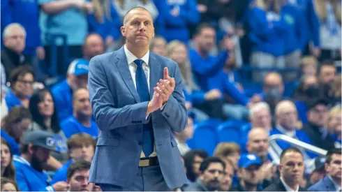 Kentucky head coach Mark Pope watches his team play against Lipscomb on Tuesday night, Nov. 19, 2024, at Rupp Arena in Lexington, Kentucky
