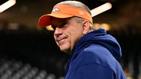 Head coach Sean Payton of the Denver Broncos walks on the sideline prior to a game against the New Orleans Saints at Caesars Superdome on October 17, 2024.
