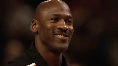 Michael Jordan #23 of the Washington Wizards smiles before their game against the New York Knicks at Madison Square Garden in New York, NY. The Knicks won 93-91.
