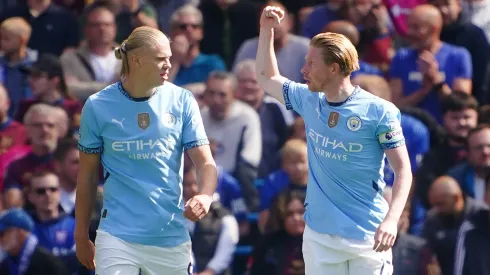 Manchester City v Ipswich Town – Premier League – Etihad Stadium Manchester City s Kevin De Bruyne (right) celebrates scoring their side s second goal of the game with team-mate Erling Haaland during the Premier League match at the Etihad Stadium, Manchester.
