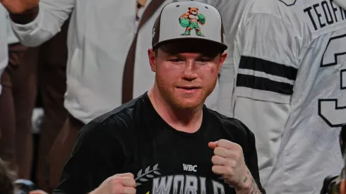 Saul Canelo Alvarez of Mexico during the Fight for the undisputed for the WBC, WBO and WBA super middleweight world titles against Edgar Berlanga of USA, at T-Mobile Arena, on September 14, 2024.