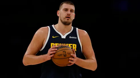 Nikola Jokic #15 of the Denver Nuggets in the first half at Crypto.com Arena on November 23, 2024.
