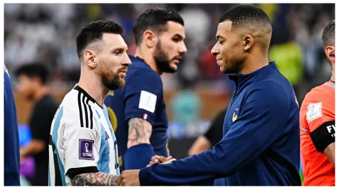 Lionel Messi of Argentina and Kylian Mbappe of France during the game Argentina vs France, corresponding to the great final of the FIFA World Cup Qatar 2022, at Lusail Stadium, Lusail, Doha, on December 18, 2022.
