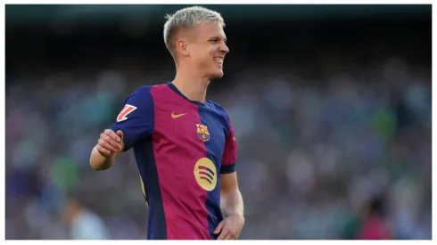 Dani Olmo attacking midfield of Barcelona and Spain during the LaLiga match between Real Betis Balompie and FC Barcelona at Estadio Benito Villamarin on December 7, 2024 in Seville, Spain.
