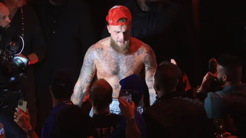 Jake Paul greets fans after his unanimous-decision win during a heavyweight bout against Mike Tyson at AT&T Stadium on November 15, 2024 in Arlington, Texas. 
