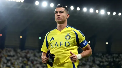 Cristiano Ronaldo of Al-Nassr walks out during the AFC Champions League Elite match between Al-Nassr FC and Al Ain FC at Al-Awaal Park on November 05, 2024 in Riyadh, Saudi Arabia.
