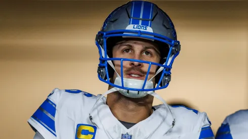 Lions vs Colts NOV 24 November 24, 2024: Detroit Lions quarterback Jared Goff (16) during player introductions of NFL game action against the Indianapolis Colts at Lucas Oil Stadium in Indianapolis, Indiana. John Mersits CSM.
