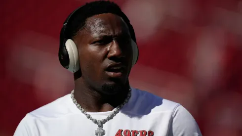 NFL, American Football Herren, USA 2024: 49ers vs Cardinals: San Francisco 49ers wide receiver Deebo Samuel Sr. (1) during pregame warmup at Levi s Stadium. 
