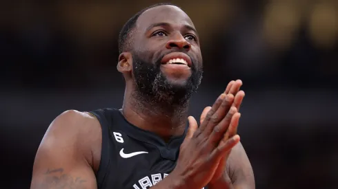 Draymond Green #23 of the Golden State Warriors reacts against the Chicago Bulls during the first half at United Center
