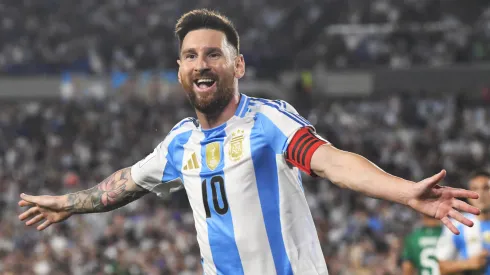 Lionel Messi of Argentina celebrates a goal