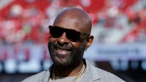 Former San Francisco 49ers player Jerry Rice looks on before a game between the 49ers and the Seattle Seahawks at Levi's Stadium on November 17, 2024 in Santa Clara, California.
