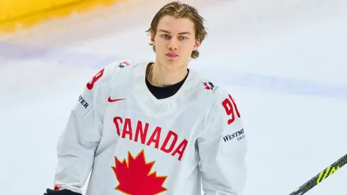 Connor Bedard CAN 98 sad at at winner anthem after the semi final match CANADA – SWITZERLAND 2-3 n.Penalty shootout of the IIHF Ice hockey on May 25, 2024.
