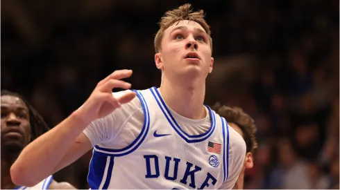 Duke Blue Devils guard Cooper Flagg (2) crashes the boards on a free throw attempt during the NCAA, College League, USA Basketball game between the Seattle Redhawks and the Duke Blue Devils at Cameron Indoor Stadium in Durham, North Carolina
