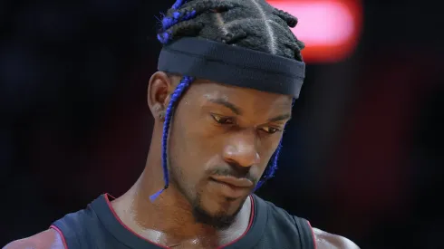 Miami Heat forward Jimmy Butler (22) looks on during the game against the Los Angeles Lakers at Kaseya Center in Miami on Wednesday, Dec. 4, 2024.
