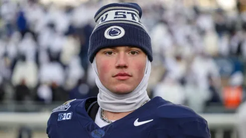 Penn State Nittany Lions quarterback DREW ALLAR (15) on the field after the FBS first round playoff game between Penn State University and SMU at Beaver Stadium in State College, PA.
