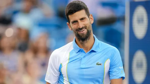 Novak Djokovic reacts after losing a point to Alejandro Davidovich Fokina of Spain during their match at the Western & Southern Open in 2023.
