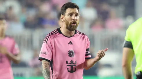 Lionel Messi of Inter Miami reacts during a MLS match 
