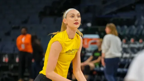 Cameron Brink of Los Angeles Sparks warms up 
