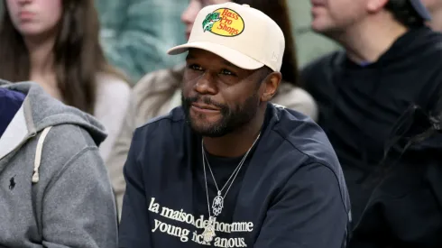 Floyd Mayweather Jr. watches during a 102-92 LA Clippers win over the Golden State Warriors at Intuit Dome on December 27, 2024 in Inglewood, California.
