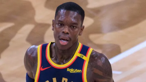 Dennis Schroder 71 of the Golden State Warriors during their regular season NBA game against the Los Angeles Clippers.