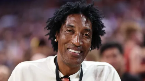 Former NBA player Scottie Pippen looks on during the NBL Play-In Qualifier match between Sydney Kings and New Zealand Breakers at Qudos Bank Arena.
