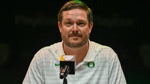 Pac-12 Media Day Oregon Ducks head coach Dan Lanning speaks during PAC-12 Media Day on Friday, Jul 29, 2022 in Los Angeles.
