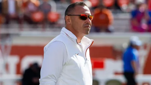 Texas Longhorns Head Coach Steve Sarkisian in action during the NCAA Football game between Flordia Gators at Darrell K. Royal Texas Memorial Stadium. Austin, TX.
