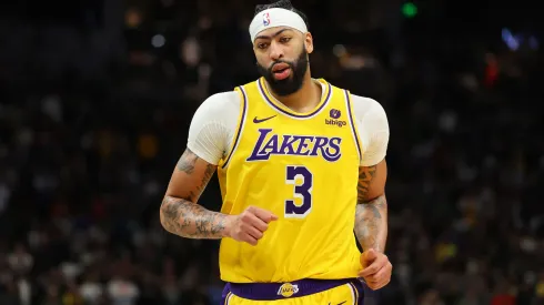 Anthony Davis #3 of the Los Angeles Lakers walks backcourt during a game against the Milwaukee Bucks
