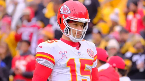 Patrick Mahomes 15 during the Steelers vs Chiefs in Pittsburgh, PA.
