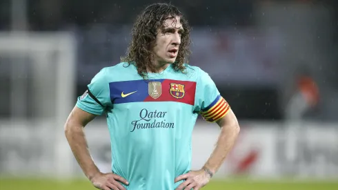 Carles Puyol during a UEFA Champions League match between FC Barcelona and Bayer 04 Leverkusen. 
