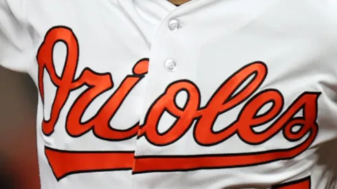 A close-up of Anthony Santander’s #25 jersey as the Baltimore Orioles star celebrates his solo home run against the Boston Red Sox during the first inning at Oriole Park at Camden Yards on September 28, 2023, in Baltimore, Maryland.
