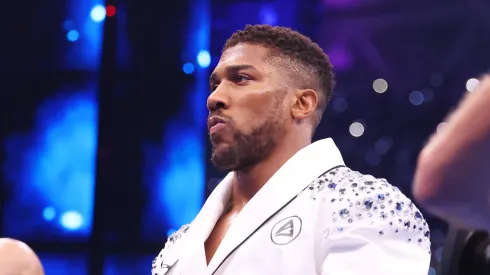 Anthony Joshua looks on prior to the IBF World Heavyweight Title fight against Daniel Dubois