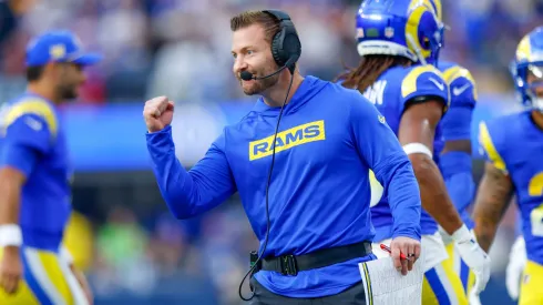 Los Angeles Rams head coach Sean Mcvay walks on the sideline during an NFL, American Football Herren, USA game between the Buffalo Bills and Los Angeles Rams on December 8, 2024, at SoFi Stadium in Inglewood, CA.
