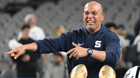 Head coach James Franklin of the Penn State Nittany Lions celebrates following the 2024 Vrbo Fiesta Bowl against the Boise State Broncos at State Farm Stadium on December 31, 2024 in Glendale, Arizona. Penn State defeated Boise State 31-14.