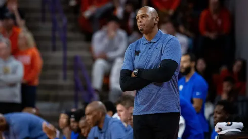 NCAA, College League, USA Basketball 2024: Memphis at Clemson Dec 14 December 14, 2024: Memphis Tigers head coach Penny Hardaway during the second halfagainst the Clemson Tigers in the NCAA Basketball matchup at Littlejohn Coliseum in Clemson, SC
