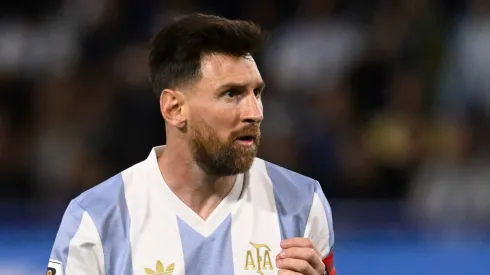 Lionel Messi of Argentina reacts during a Conmebol Qualifiers match 
