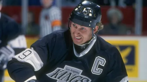 Center Wayne Gretzky of the Los Angeles Kings moves down the ice during a game against the Montreal Canadiens in 1994.
