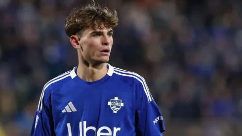Nico Paz of Como 1907 looks on during the Serie A match between Como 1907 and ACF Fiorentina.