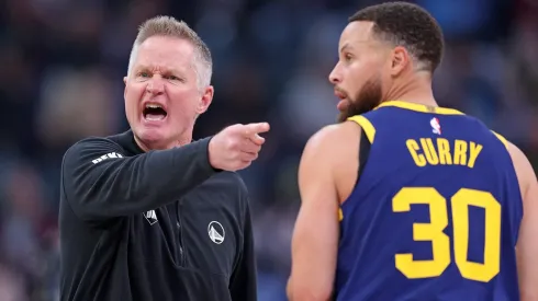 Head coach Steve Kerr of the Golden State Warriors reacts during the first half against the Memphis Grizzlies.