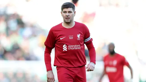 Steven Gerrard of Liverpool looks on during the Legends match between Liverpool and Celtic.
