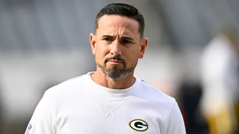 Head coach Matt LaFleur of the Green Bay Packers looks on prior to a game against the Chicago Bears at Soldier Field on November 17, 2024.
