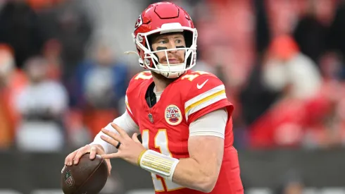 Carson Wentz #11 of the Kansas City Chiefs looks to throws a pass against the Cleveland Browns during the fourth quarter at Huntington Bank Field on December 15, 2024.
