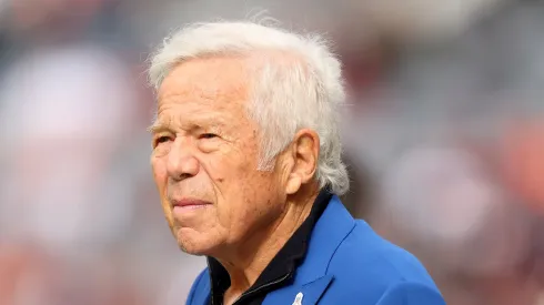 New England Patriots team owner Robert Kraft looks on before the game against the Chicago Bears at Soldier Field on November 10, 2024 in Chicago, Illinois. (Photo by Michael Reaves/Getty Images)
