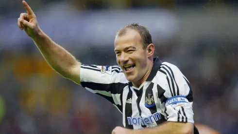 Alan Shearer of Newcastle celebrates after scoring during the match between Wolverhampton Wanderers and Newcastle United.