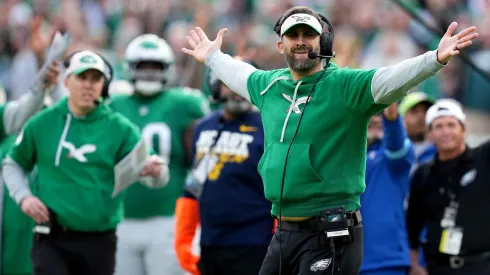 Head coach Nick Sirianni of the Philadelphia Eagles reacts during the second quarter against the Dallas Cowboys at Lincoln Financial Field on December 29, 2024 in Philadelphia, Pennsylvania.