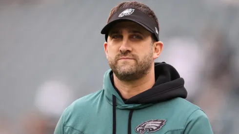 Head coach Nick Sirianni looks on prior to the NFC Championship Game against the San Francisco 49ers at Lincoln Financial Field on January 29, 2023.
