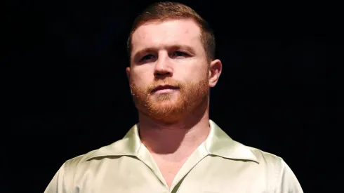 Canelo Alvarez of Mexico arrives for a press conference to preview their September 30 super middleweight undisputed championship fight against Jermell Charlo at Palladium Times Square on August 15, 2023 in New York City.